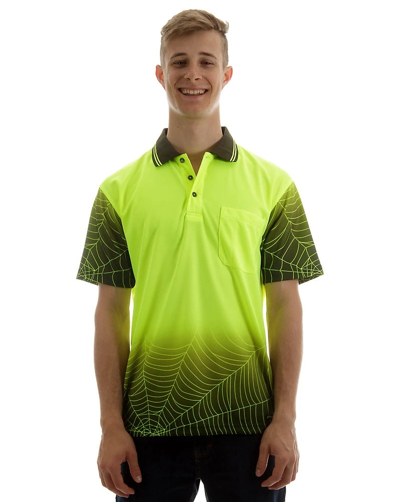 Hi Vis Spider Web Short Sleeve Shirt - Lime/Black 3 Hi Vis Spider Web Short Sleeve Shirt - Lime/Black