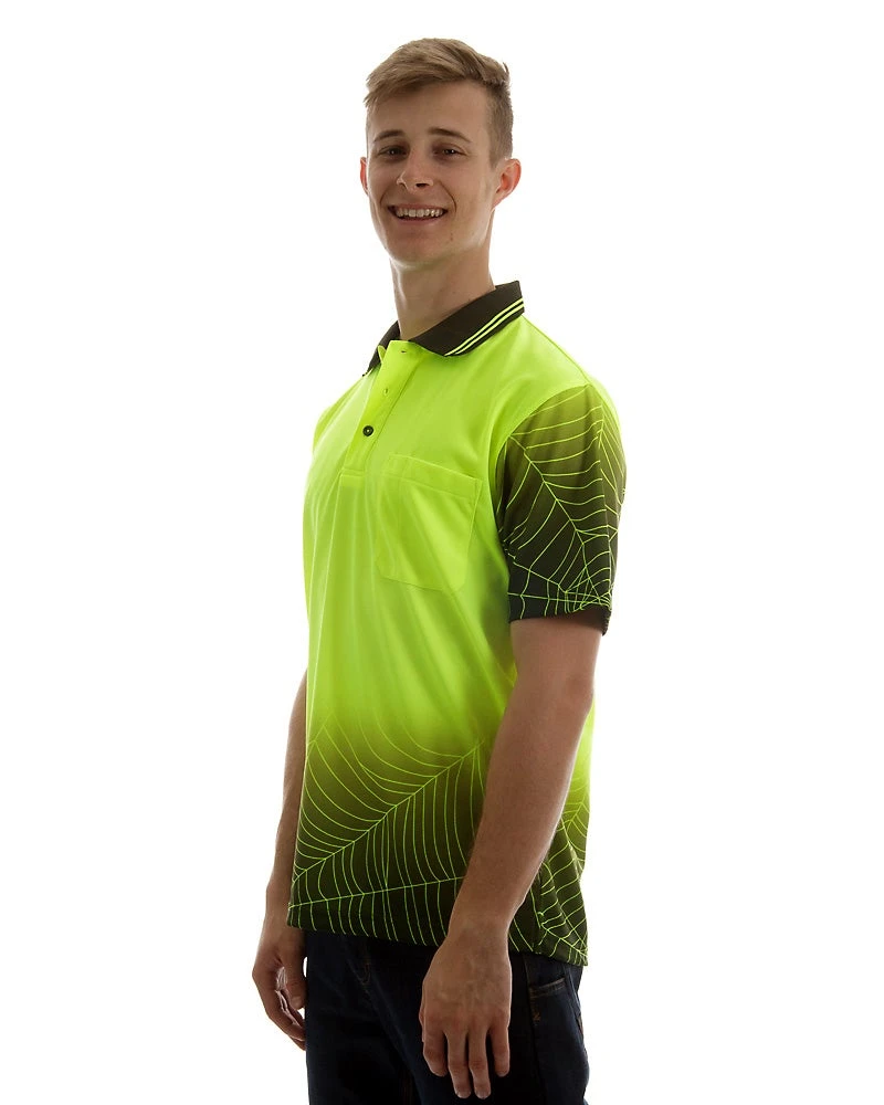 Hi Vis Spider Web Short Sleeve Shirt - Lime/Black 4 Hi Vis Spider Web Short Sleeve Shirt - Lime/Black - Image 2
