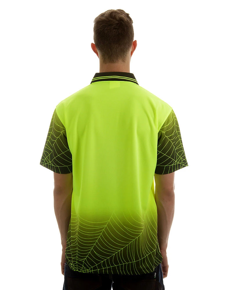 Hi Vis Spider Web Short Sleeve Shirt - Lime/Black 5 Hi Vis Spider Web Short Sleeve Shirt - Lime/Black - Image 3