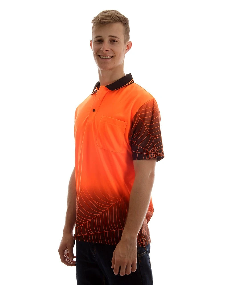 Hi Vis Spider Web Short Sleeve Shirt - Orange/Black 4 Hi Vis Spider Web Short Sleeve Shirt - Orange/Black - Image 2