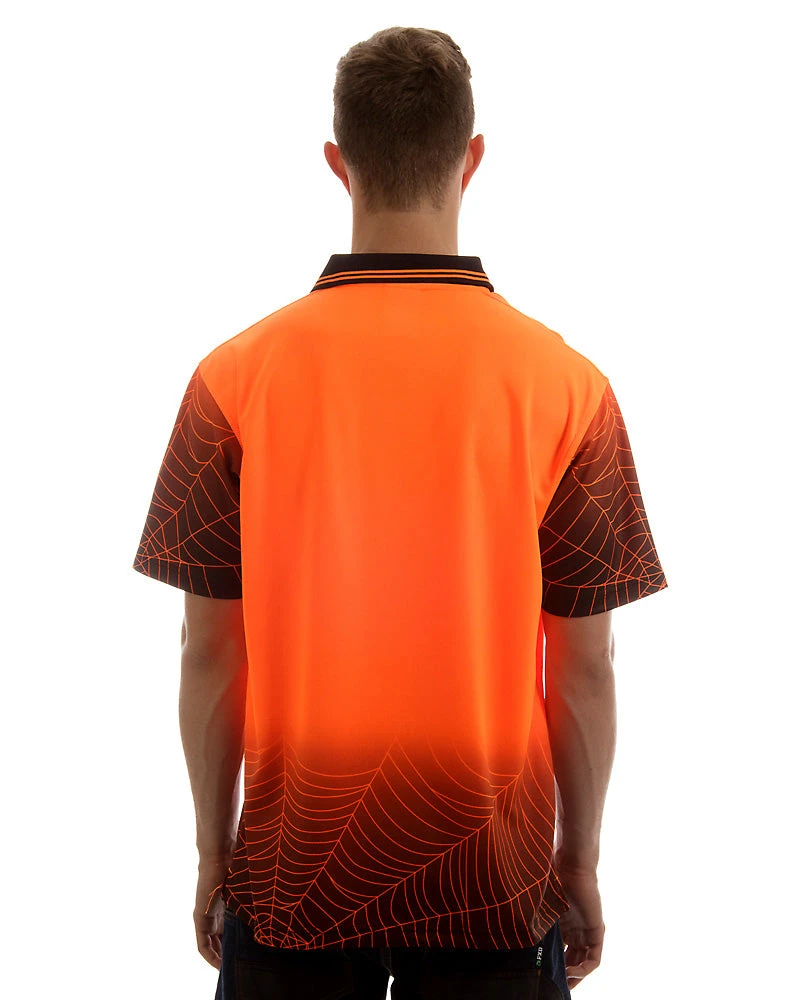 Hi Vis Spider Web Short Sleeve Shirt - Orange/Black 5 Hi Vis Spider Web Short Sleeve Shirt - Orange/Black - Image 3