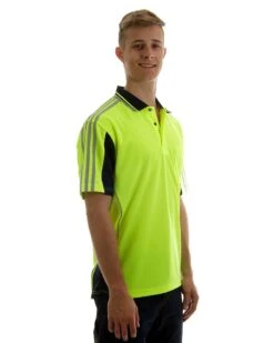 Hi Vis Short SleeveArm Tape Shirt - Lime/Navy -Cheap Bisley || CATerpillar || UNIT Store d l0938 edit 1000px 2 1 1