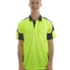 Hi Vis Short Sleeve Arm Panel Polo Shirt - Lime/Navy