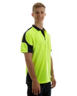 Hi Vis Short Sleeve Arm Panel Polo Shirt - Lime/Navy -Cheap Bisley || CATerpillar || UNIT Store d l0942 edit 1000px 1 1 1