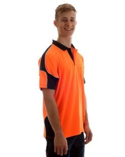 Hi Vis Short Sleeve Arm Panel Polo Shirt - Orange/Navy -Cheap Bisley || CATerpillar || UNIT Store d l0946 edit 1000px 2 1 1