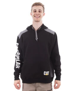 CATerpillar Logo Panel Hooded Sweatshirt - Black