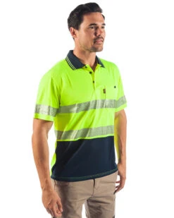 Hi Vis Segment Taped SS Polo - Yellow/Navy -Cheap Bisley || CATerpillar || UNIT Store dnc 3511 ss hi viz shirt yellownavy right e9815b92 e005 4a57 8369 28aabb6e1a82