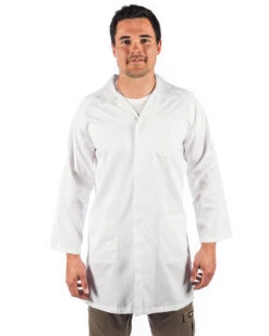 Polyester Cotton Dust Coat (Lab Coat) - White