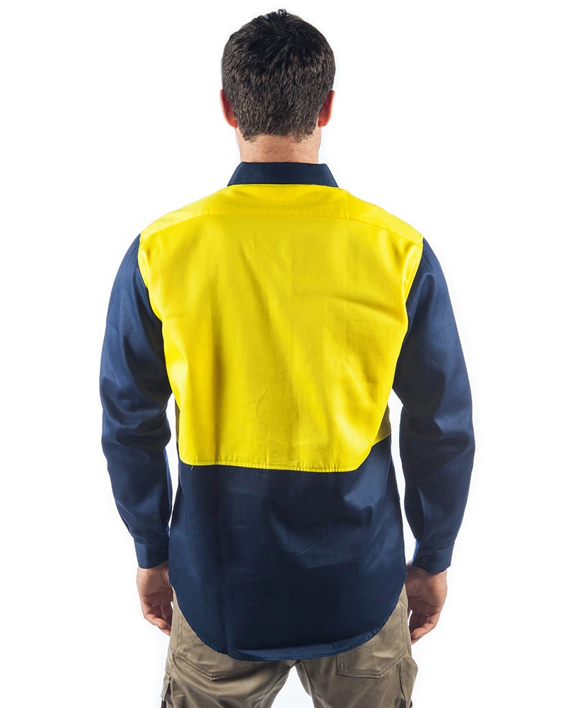 Patron Saint Flame Retardant Two Tone Drill Shirt - L/S - Yellow/Navy 5 Patron Saint Flame Retardant Two Tone Drill Shirt - L/S - Yellow/Navy - Image 3
