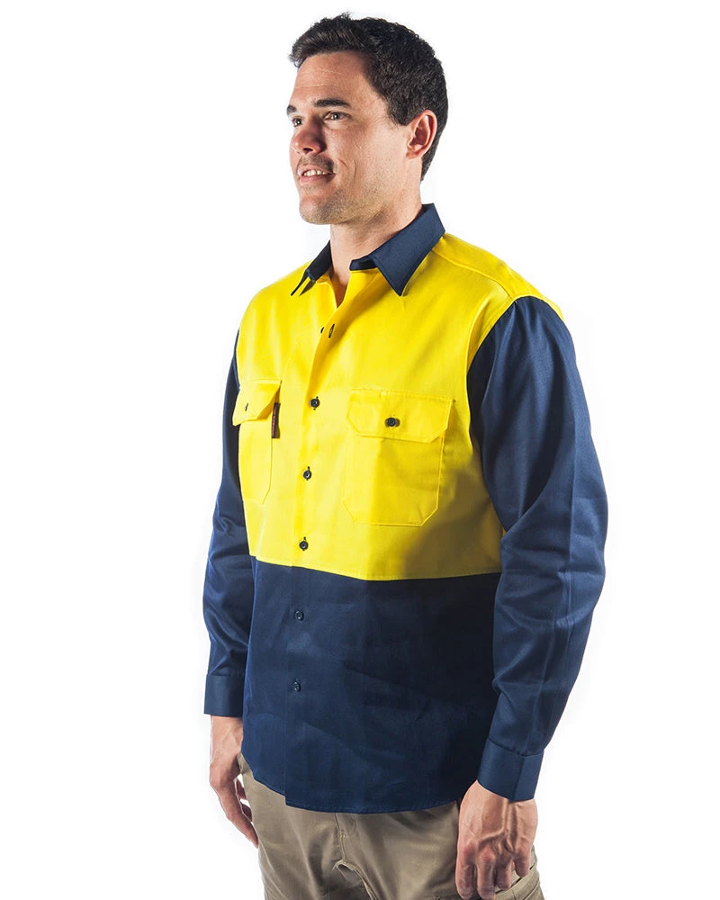 Patron Saint Flame Retardant Two Tone Drill Shirt - L/S - Yellow/Navy 4 Patron Saint Flame Retardant Two Tone Drill Shirt - L/S - Yellow/Navy - Image 2