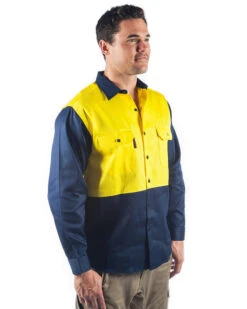 Patron Saint Flame Retardant Two Tone Drill Shirt - L/S - Yellow/Navy 9 Patron Saint Flame Retardant Two Tone Drill Shirt - L/S - Yellow/Navy -Cheap Bisley || CATerpillar || UNIT Store dnc hi viz fr drill shirt 3406 yellow navy right e164f600 e5d3 4cca 8ffa a1203d202978