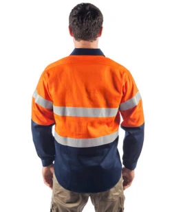 Flame Retardant 2 Tone Cotton Shirt With 3M Tape LS - Orange/Navy 8 Flame Retardant 2 Tone Cotton Shirt With 3M Tape LS - Orange/Navy -Cheap Bisley || CATerpillar || UNIT Store dnc hi viz fr taped shirt 3409 orange navy back ca6b27c0 1d84 46d7 b1e2 8d670d7a93bf