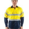 Flame Retardant 2 Tone Cotton Shirt With 3M Tape L/S - Yellow/Navy 1 Flame Retardant 2 Tone Cotton Shirt With 3M Tape L/S - Yellow/Navy -Cheap Bisley || CATerpillar || UNIT Store dnc hi viz fr taped shirt 3409 yellow navy front 162a1fb1 785f 4b84 b766 2ce49930fb32