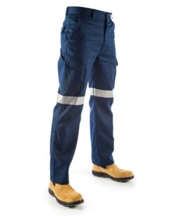 Cotton Drill Cargo Pants With 3M R/Tape - Navy -Cheap Bisley || CATerpillar || UNIT Store dnc hi viz pants 3319 navy right