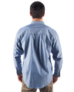 Cotton Chambray Shirt With Twin Pocket Long Sleeve - Chambray -Cheap Bisley || CATerpillar || UNIT Store dnc ls shirt 4102 chambray back