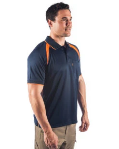 Cool Breathe Contrast Polo Short Sleeve - Navy/Orange -Cheap Bisley || CATerpillar || UNIT Store dnc ss polo 5216 navy orange right