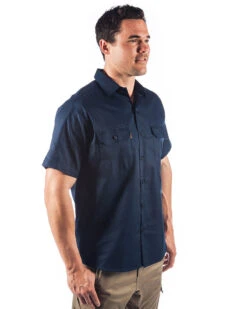 Cool-Breeze Work Shirt Short-Sleeve - Navy -Cheap Bisley || CATerpillar || UNIT Store dnc ss shirt 3207 navy right