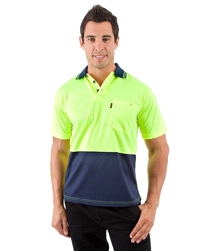 Hi Vis Cool Breathe Polo Shirt SS - Yellow/Navy 3 Hi Vis Cool Breathe Polo Shirt SS - Yellow/Navy