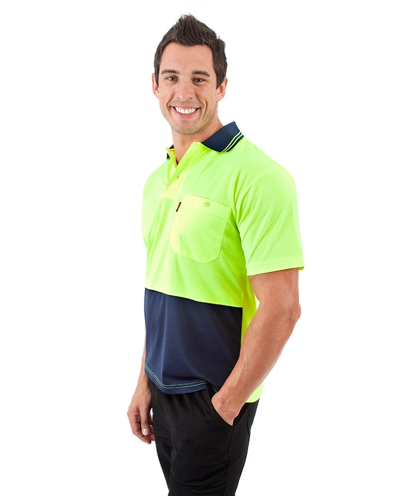 Hi Vis Cool Breathe Polo Shirt SS - Yellow/Navy 4 Hi Vis Cool Breathe Polo Shirt SS - Yellow/Navy - Image 2
