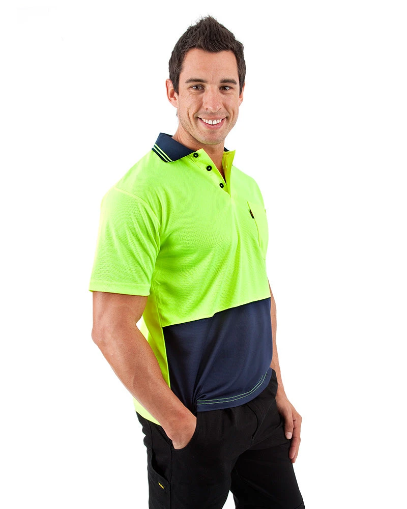 Hi Vis Cool Breathe Polo Shirt SS - Yellow/Navy 6 Hi Vis Cool Breathe Polo Shirt SS - Yellow/Navy - Image 4
