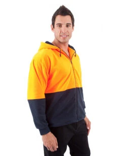 Full Zip Polar Fleece Hoodie - Orange/Navy -Cheap Bisley || CATerpillar || UNIT Store dnc 3927 on m 4 3 1 1