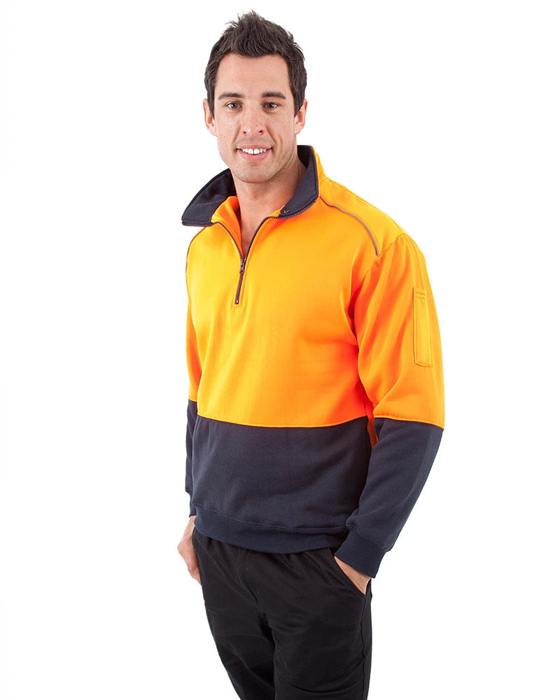 Half Zip Sweat Shirt LS - Orange/Navy 4 Half Zip Sweat Shirt LS - Orange/Navy - Image 2