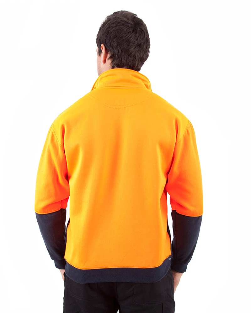 Half Zip Sweat Shirt LS - Orange/Navy 5 Half Zip Sweat Shirt LS - Orange/Navy - Image 3