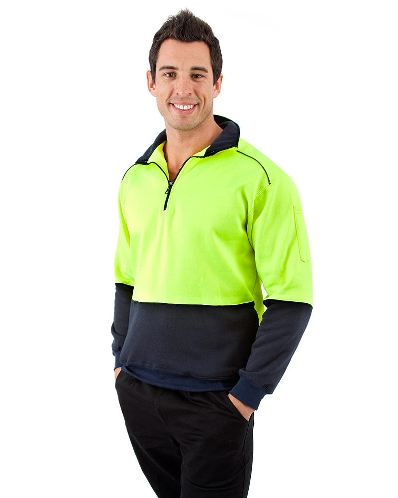 Half Zip Sweat Shirt LS - Yellow/Navy 4 Half Zip Sweat Shirt LS - Yellow/Navy - Image 2