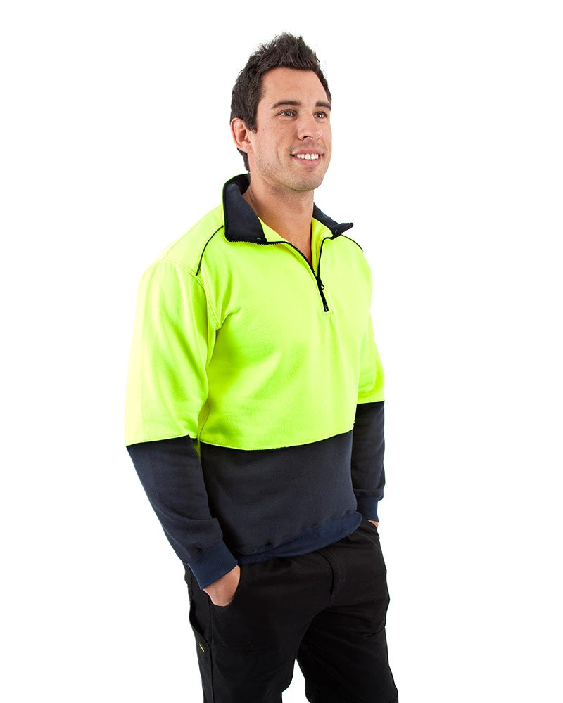 Half Zip Sweat Shirt LS - Yellow/Navy 6 Half Zip Sweat Shirt LS - Yellow/Navy - Image 4