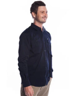 LSH-1 Stretch Work Shirt LS - Navy -Cheap Bisley || CATerpillar || UNIT Store fxd top lsh1 navy right