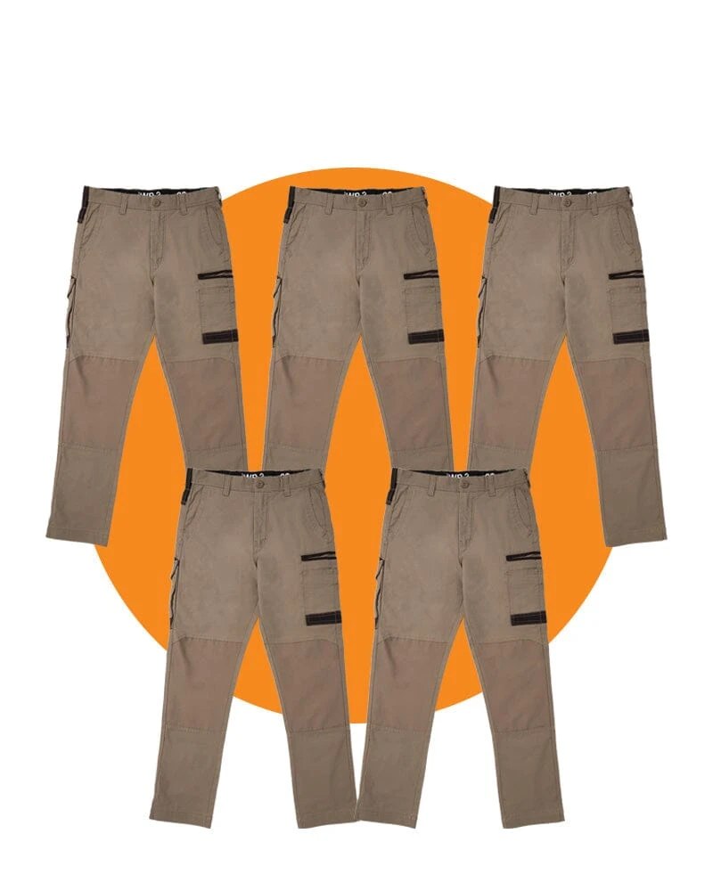 Tradies WP-3 Stretch Work Pants 5 Value Pack - Khaki 2 Tradies WP-3 Stretch Work Pants 5 Value Pack - Khaki