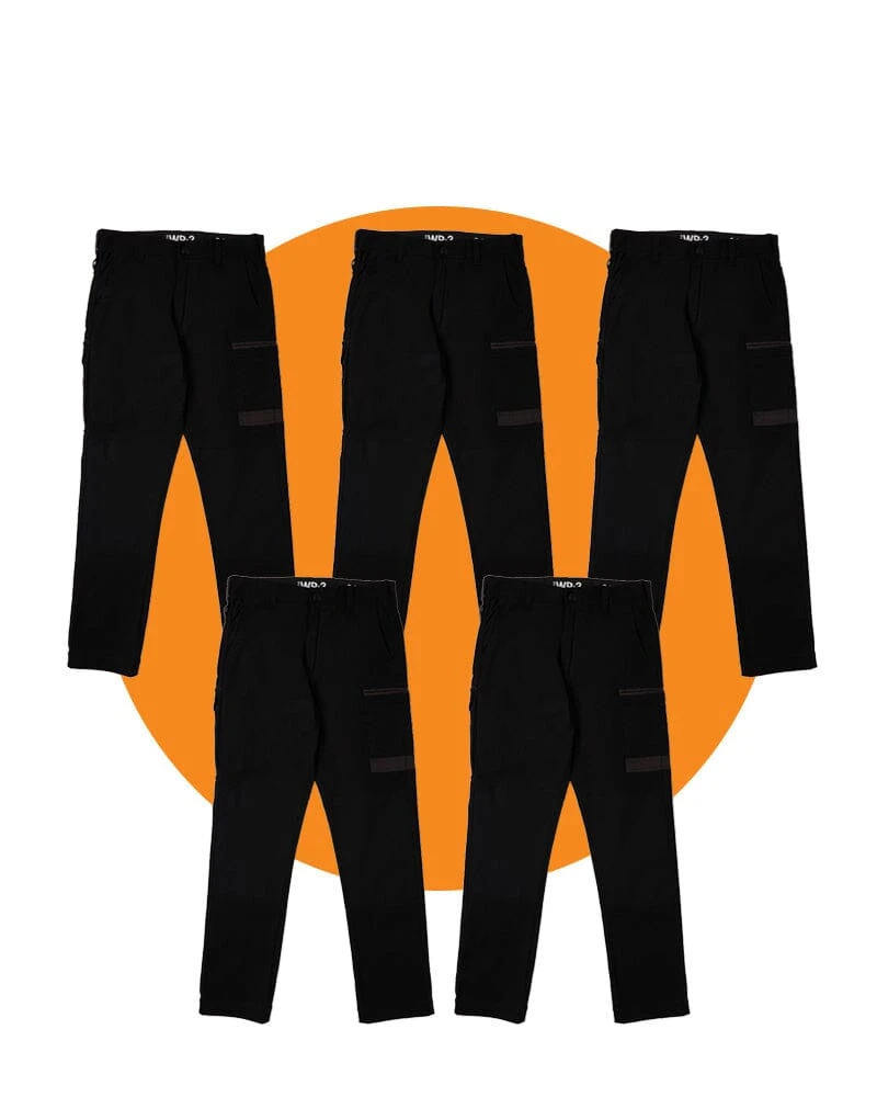 Tradies WP-3 Stretch Work Pants 5 Value Pack - Black 3 Tradies WP-3 Stretch Work Pants 5 Value Pack - Black