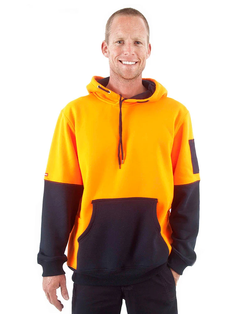 Brushed Fleece Hoodie - Orange/Navy 3 Brushed Fleece Hoodie - Orange/Navy