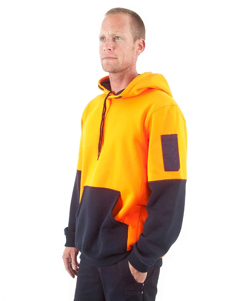 Brushed Fleece Hoodie - Orange/Navy 4 Brushed Fleece Hoodie - Orange/Navy - Image 2