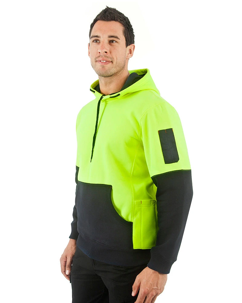 Brushed Fleece Hoodie - Yellow/Navy 4 Brushed Fleece Hoodie - Yellow/Navy - Image 2