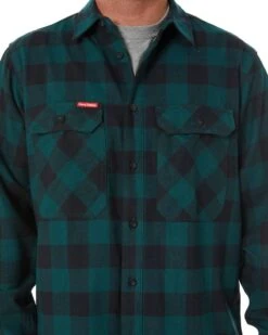 Check Flannel Cotton Work Shirt - Bottle Green 11 Check Flannel Cotton Work Shirt - Bottle Green -Cheap Bisley || CATerpillar || UNIT Store hard yakka y07295 bgr 5