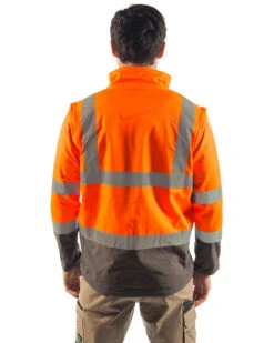 Landy Softshell Hi Vis Jacket - Orange/Charcoal -Cheap Bisley || CATerpillar || UNIT Store rainbird 8430 landy softshell jacket orange navy back ef377898 f5e0 4af8 9e38 bb86cfdd4e53