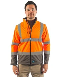 Landy Softshell Hi Vis Jacket - Orange/Charcoal