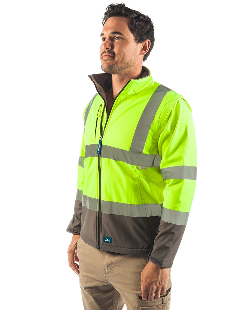 Landy Softshell Hi Vis Jacket - Yellow/Charcoal 4 Landy Softshell Hi Vis Jacket - Yellow/Charcoal - Image 2