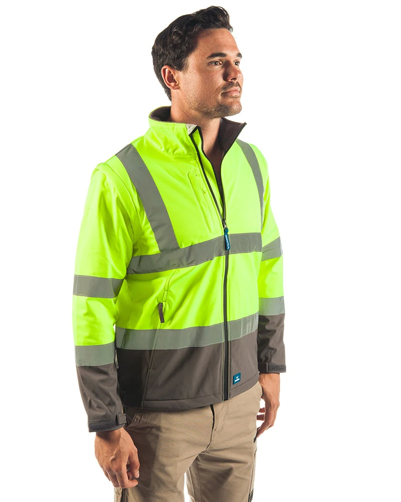 Landy Softshell Hi Vis Jacket - Yellow/Charcoal 6 Landy Softshell Hi Vis Jacket - Yellow/Charcoal - Image 4