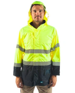 Northern Hi Vis Jacket - Yellow/Navy 11 Northern Hi Vis Jacket - Yellow/Navy -Cheap Bisley || CATerpillar || UNIT Store rainbird 8577 northern jacket yellow navy hood up