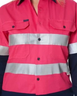 Hi Vis Taped Cotton Drill Shirt LS - Pink/Navy -Cheap Bisley || CATerpillar || UNIT Store ritemate rm1050r pink navy 6
