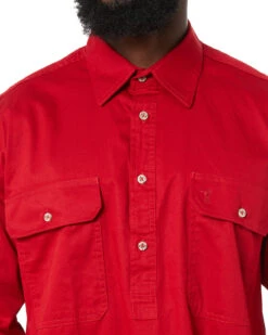 Closed Front Cotton Twill Shirt LS - Red 11 Closed Front Cotton Twill Shirt LS - Red -Cheap Bisley || CATerpillar || UNIT Store ritemate rm200cf red 5