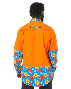 Light Weight Open Front LS Vented Two Tone Shirt - Orange/Hibiscus -Cheap Bisley || CATerpillar || UNIT Store ritemate rmru02 orange hibiscus 4