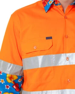 Light Weight Open Front LS Vented Two Tone Taped Shirt - Orange/Hibiscus 13 Light Weight Open Front LS Vented Two Tone Taped Shirt - Orange/Hibiscus -Cheap Bisley || CATerpillar || UNIT Store ritemate rmru02r orange hibiscus 5