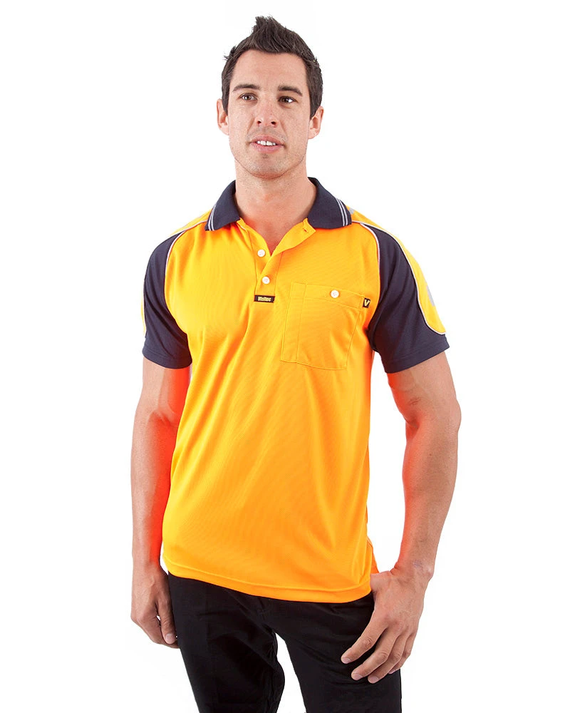 Chief Microfibre Polo Shirt SS - Orange/Navy 3 Chief Microfibre Polo Shirt SS - Orange/Navy
