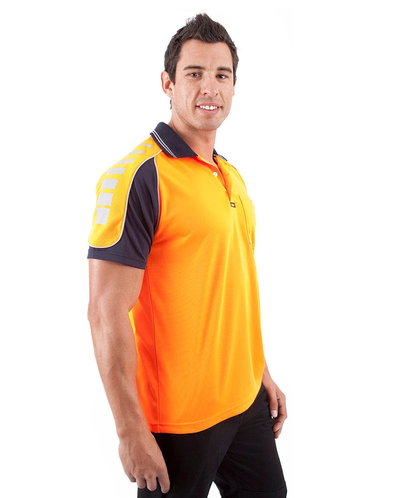 Chief Microfibre Polo Shirt SS - Orange/Navy 6 Chief Microfibre Polo Shirt SS - Orange/Navy - Image 4