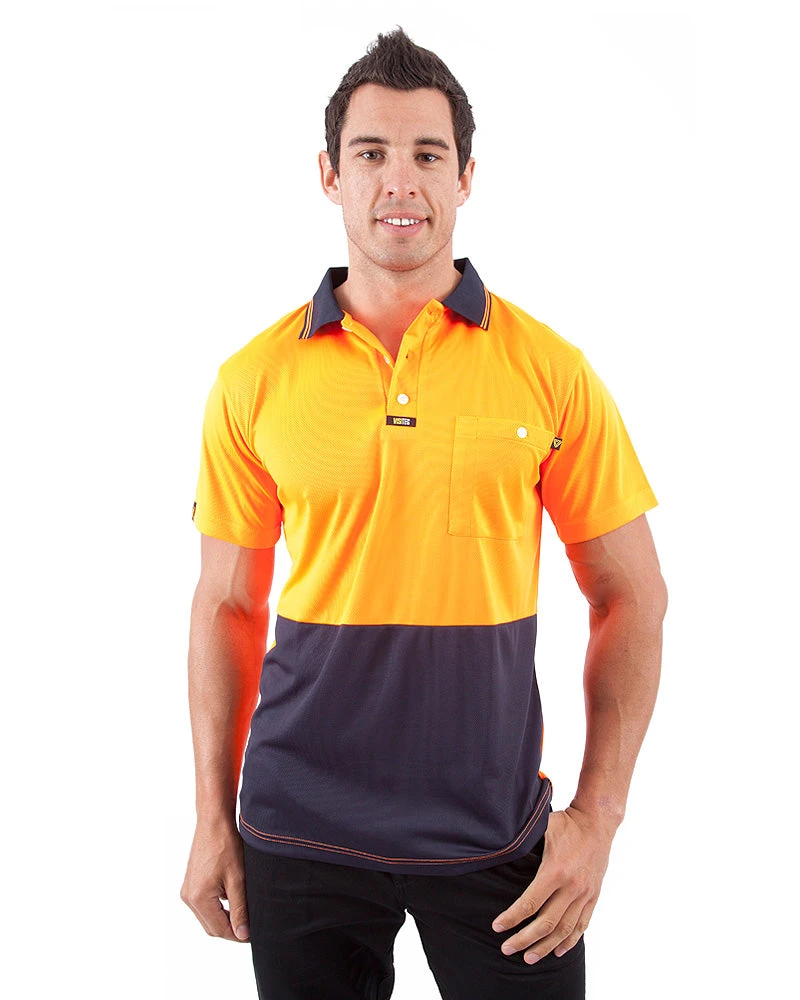 Original Microfibre Polo Shirt SS - Orange/Navy 3 Original Microfibre Polo Shirt SS - Orange/Navy
