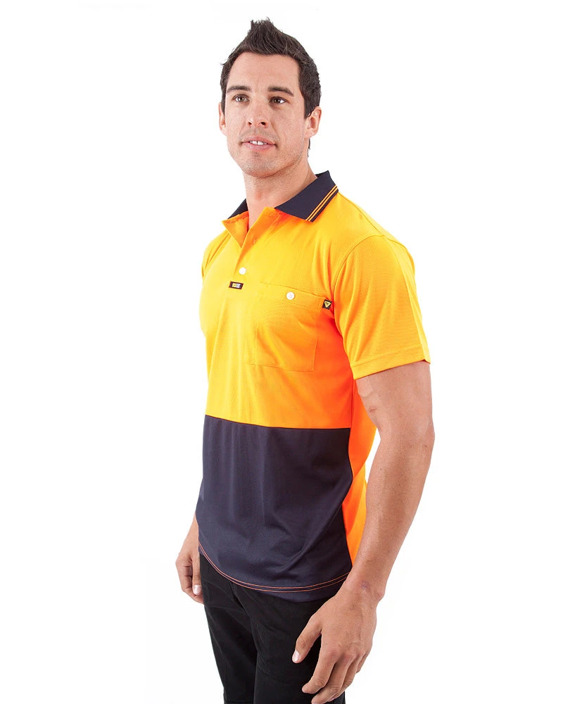 Original Microfibre Polo Shirt SS - Orange/Navy 4 Original Microfibre Polo Shirt SS - Orange/Navy - Image 2
