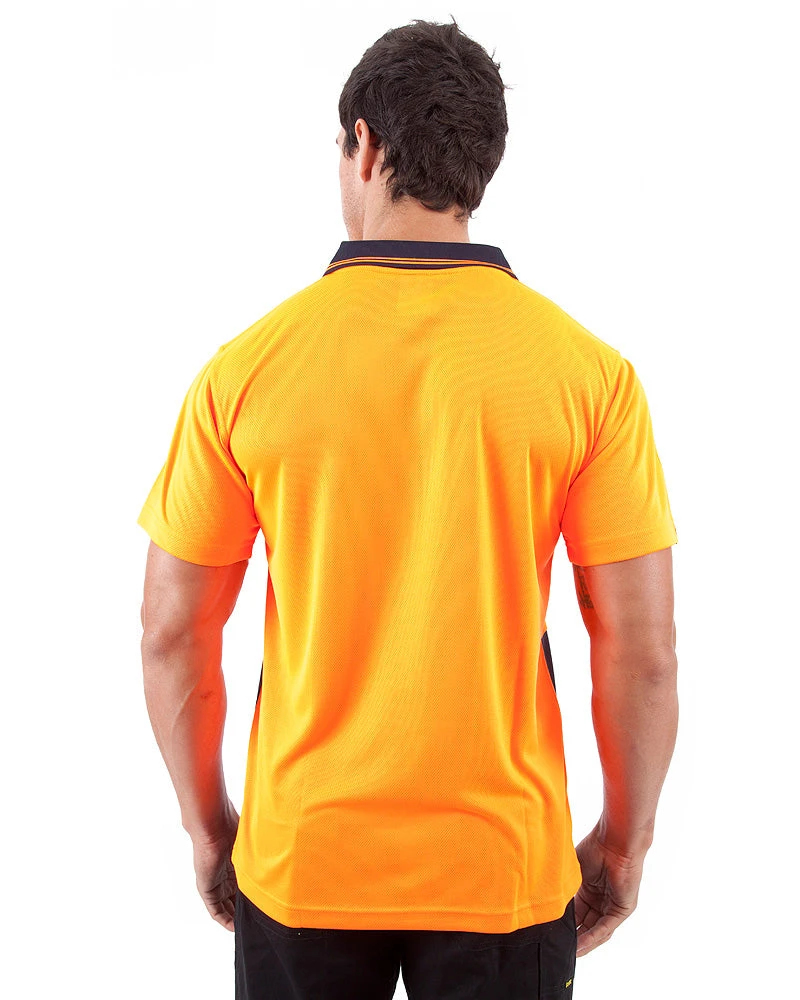 Original Microfibre Polo Shirt SS - Orange/Navy 5 Original Microfibre Polo Shirt SS - Orange/Navy - Image 3